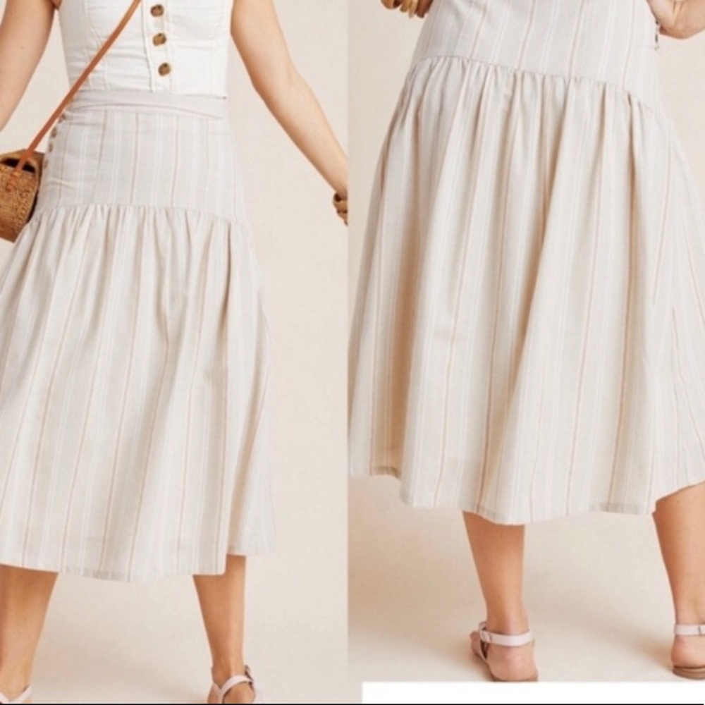 Anthropology Evonne Striped skirt with side button